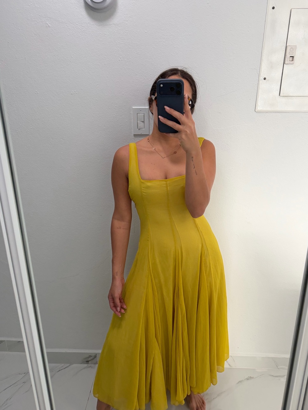 NWT Zara Mustard Yellow Sleeveless Midi Dress